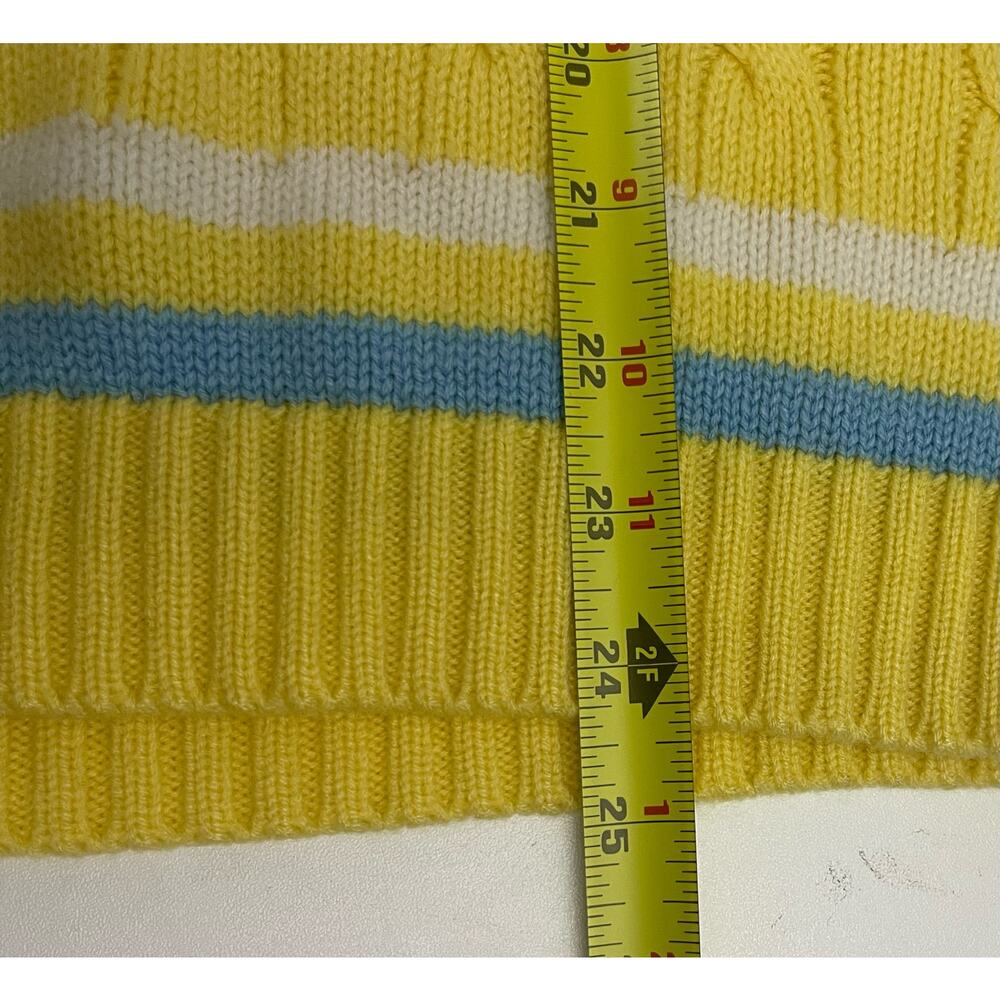 Vintage Puritan Sweater Pastel Yellow with White/Blue Trim Tennis Cricket Jumper - Picture 7 of 10